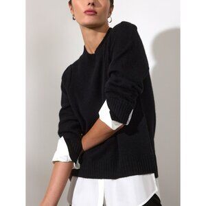 Brochu Walker The Eton Layered Crew Looker In Black Onyx With White Underlayer
